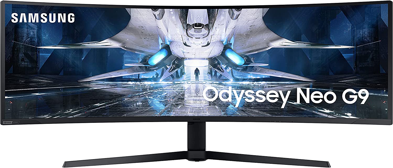 SAMSUNG 49" Odyssey Neo G9 G95NA Gaming Monitor, 4K UHD Mini LED Display, Curved Screen, 240Hz, 1ms, G-Sync and FreeSync Premium Pro, LS49AG952NNXZA, White & Black